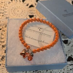 Touchstone Crystal Swarvorski Crystal Coral Beaded Braclett NIOB